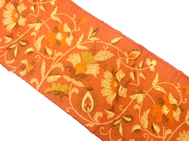 JAPANESE NAGOYA OBI / TSUMUGI / WOVEN CHINESE FLOWER